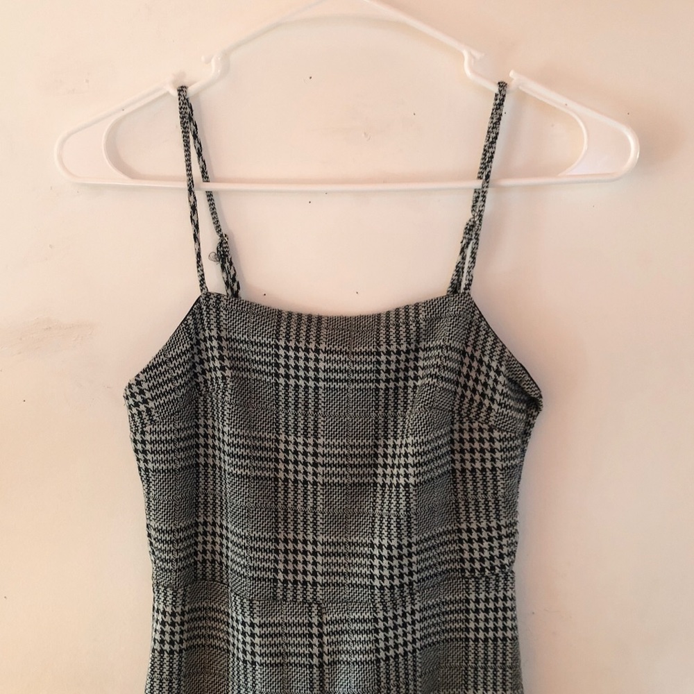 Plaid Cami Wide Leg Romper Jumpsuit
